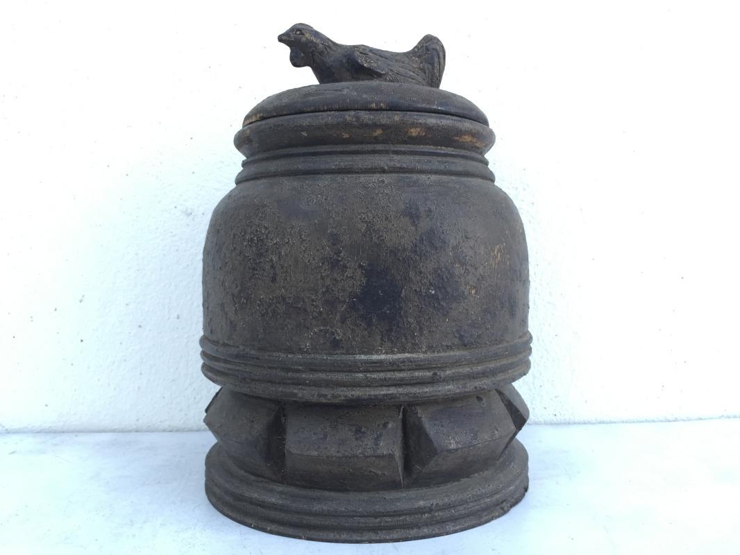 ANTIQUE CHAMBER 260mm TRIBAL DAYAK BORNEO Medicine Box Statue Artifact Dyak