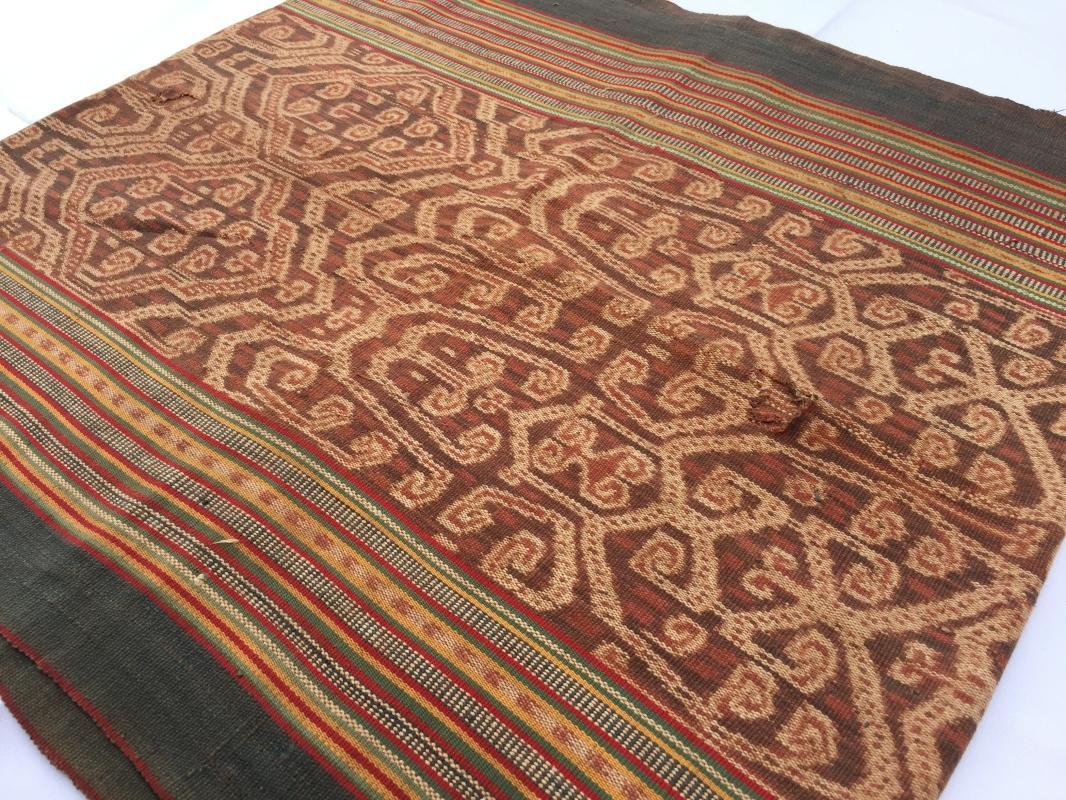 INTERESTING IKAT SKIRT Skull Basket Head Dayak SARONG LADIES GARMENT OUTFIT #198
