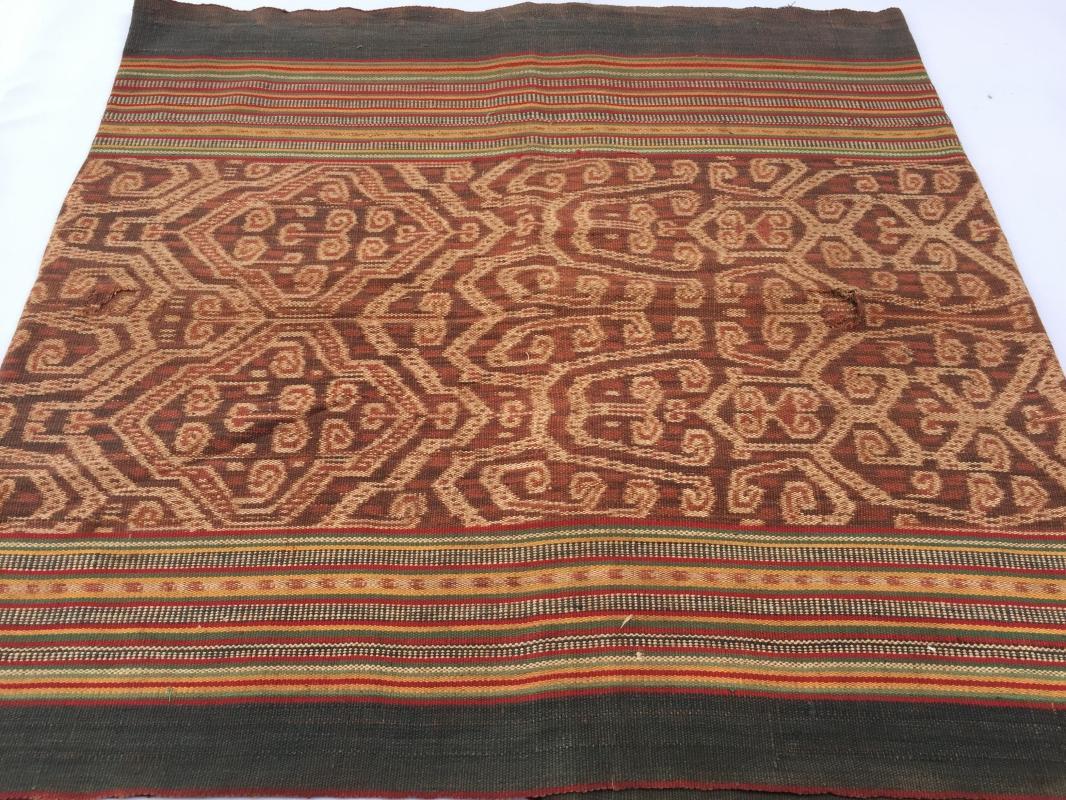 INTERESTING IKAT SKIRT Skull Basket Head Dayak SARONG LADIES GARMENT OUTFIT #198