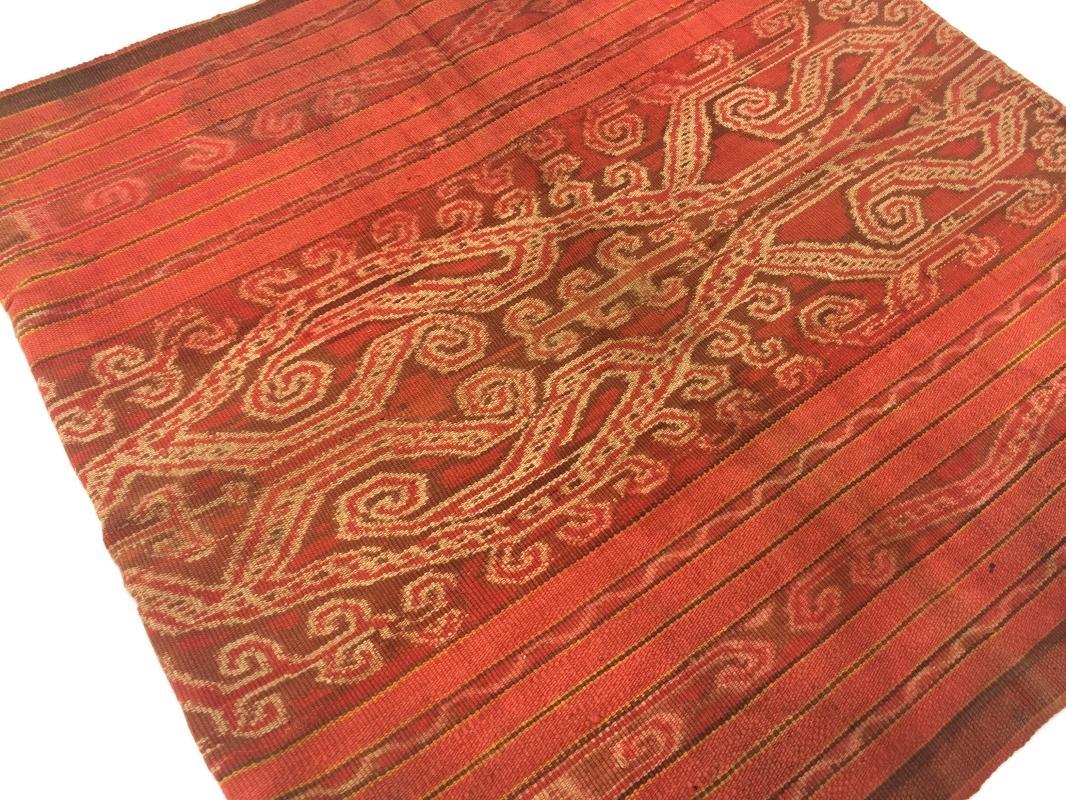 BLOOD RED Tribal Headhunter Old Sarong Skirt Dress Costume Traditional Borneo Asia #319