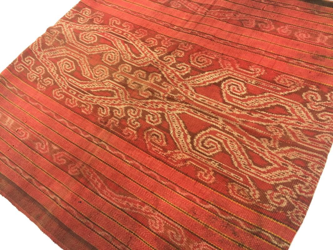 BLOOD RED Tribal Headhunter Old Sarong Skirt Dress Costume Traditional Borneo Asia #319