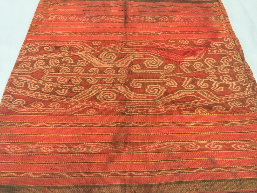 BLOOD RED Tribal Headhunter Old Sarong Skirt Dress Costume Traditional Borneo Asia #319