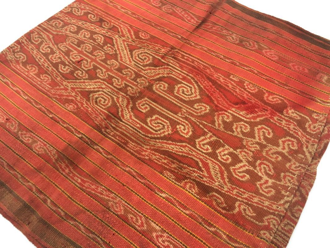 BLOOD RED Tribal Headhunter Old Sarong Skirt Dress Costume Traditional Borneo Asia #319