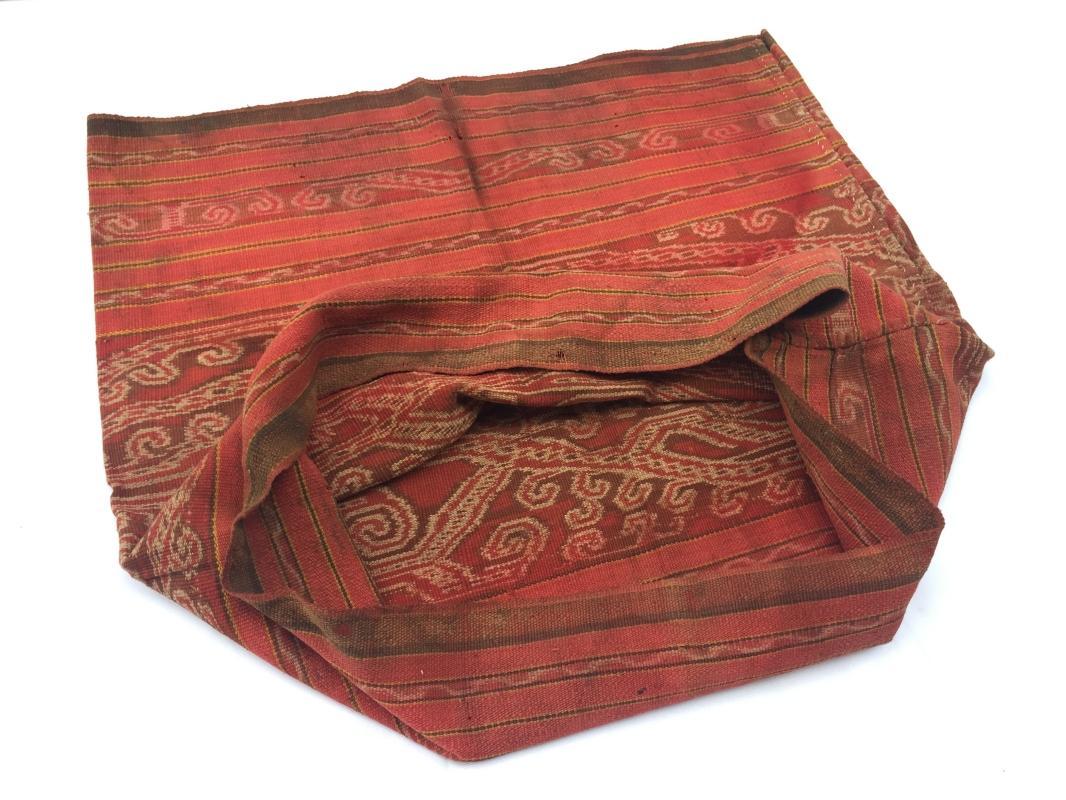 BLOOD RED Tribal Headhunter Old Sarong Skirt Dress Costume Traditional Borneo Asia #319