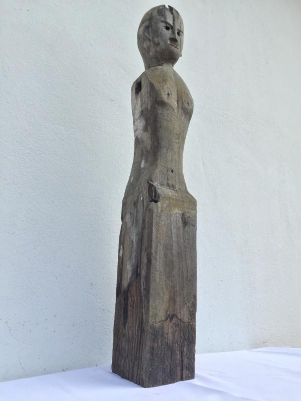 IRONWOOD DAYAK 830mm STATUE POLE Patung Dyak Figure AUTHENTIC AGED SCULPTURE