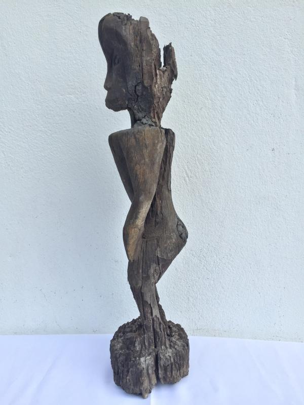 200 YEARS ERODED STATUE Bahau Dayak Dyak Weathered Primitive Ironwood Figure