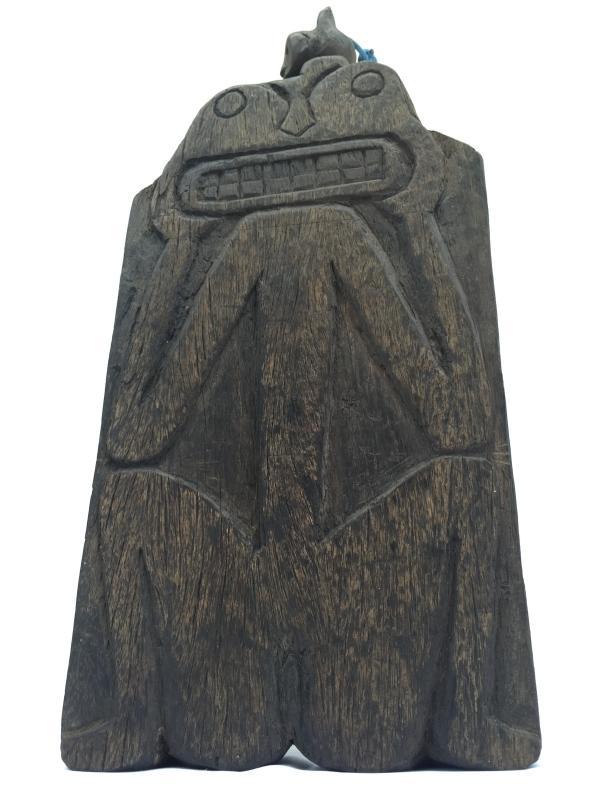 SHAMAN BOOK KEEPER / Tribal Wall Panel Anthropomorphic Figure Statue Painting