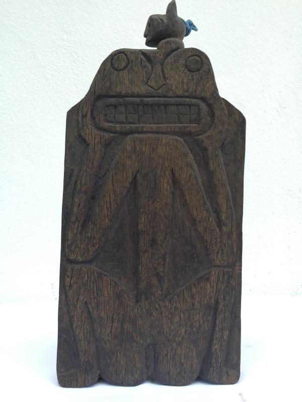 SHAMAN BOOK KEEPER / Tribal Wall Panel Anthropomorphic Figure Statue Painting