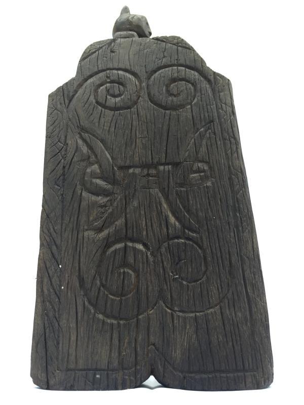 SHAMAN BOOK KEEPER / Tribal Wall Panel Anthropomorphic Figure Statue Painting