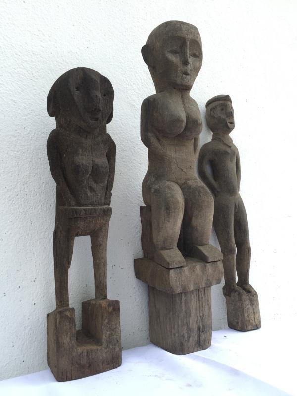 GRAVE & PADDY GUARDIAN STATUE 360-440mm ANTIQUE Authentic Dayak Tribal Figure