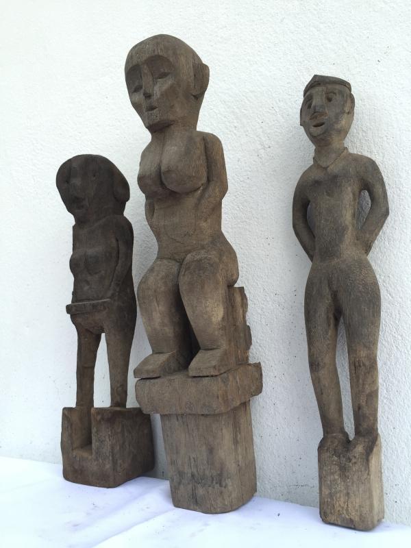 GRAVE & PADDY GUARDIAN STATUE 360-440mm ANTIQUE Authentic Dayak Tribal Figure