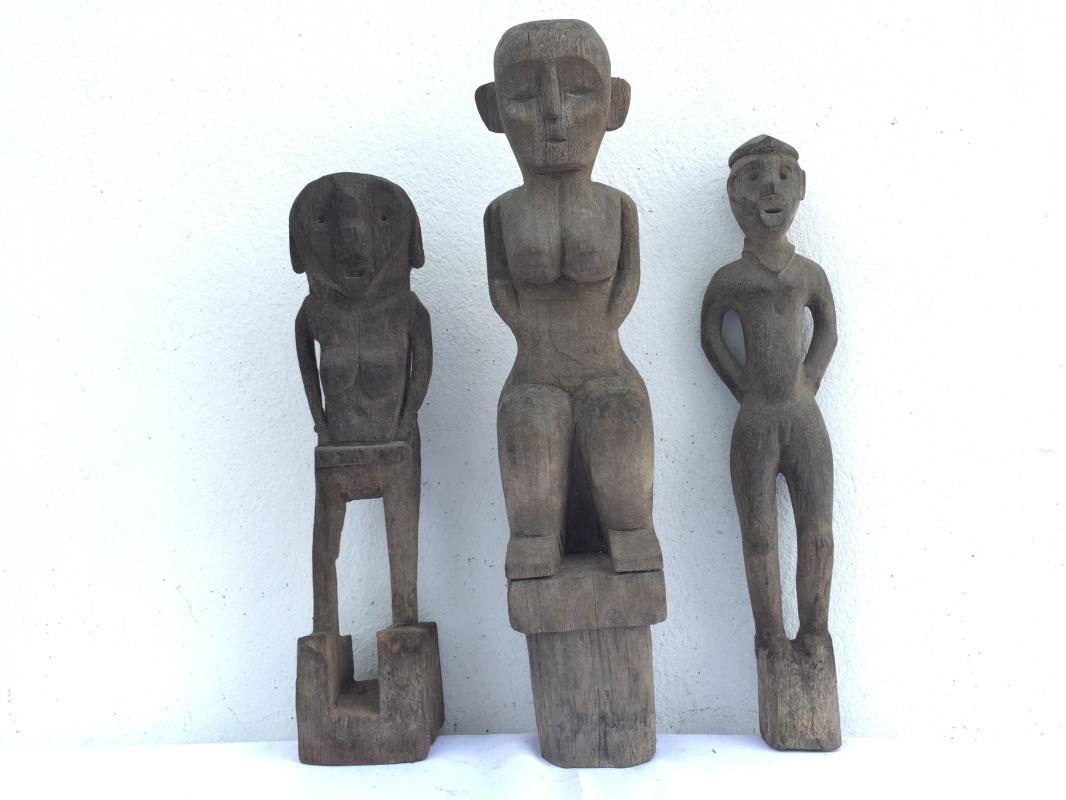 GRAVE & PADDY GUARDIAN STATUE 360-440mm ANTIQUE Authentic Dayak Tribal Figure