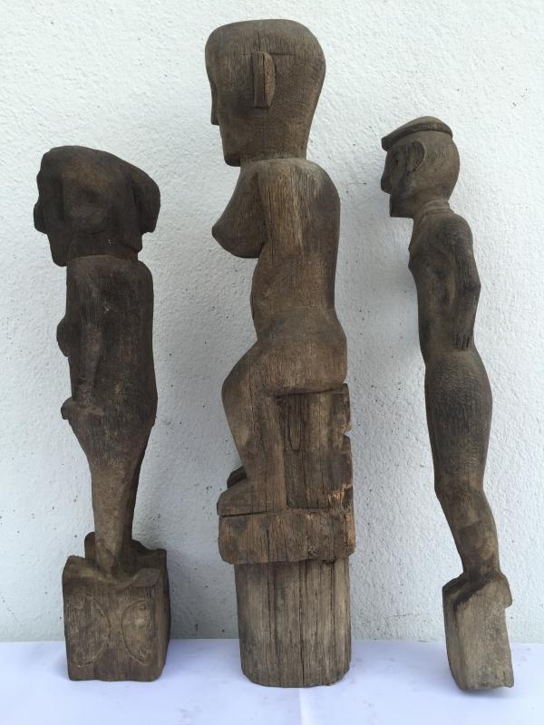 GRAVE & PADDY GUARDIAN STATUE 360-440mm ANTIQUE Authentic Dayak Tribal Figure