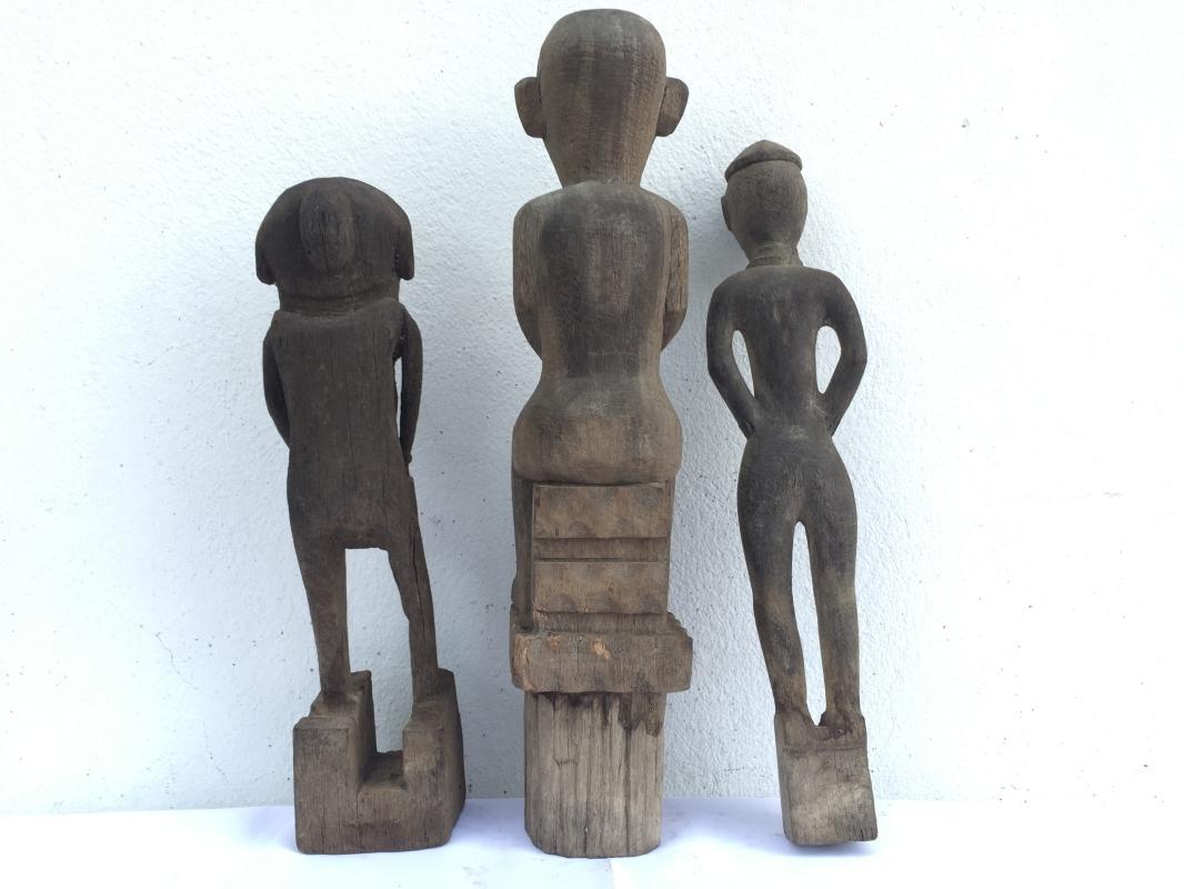GRAVE & PADDY GUARDIAN STATUE 360-440mm ANTIQUE Authentic Dayak Tribal Figure