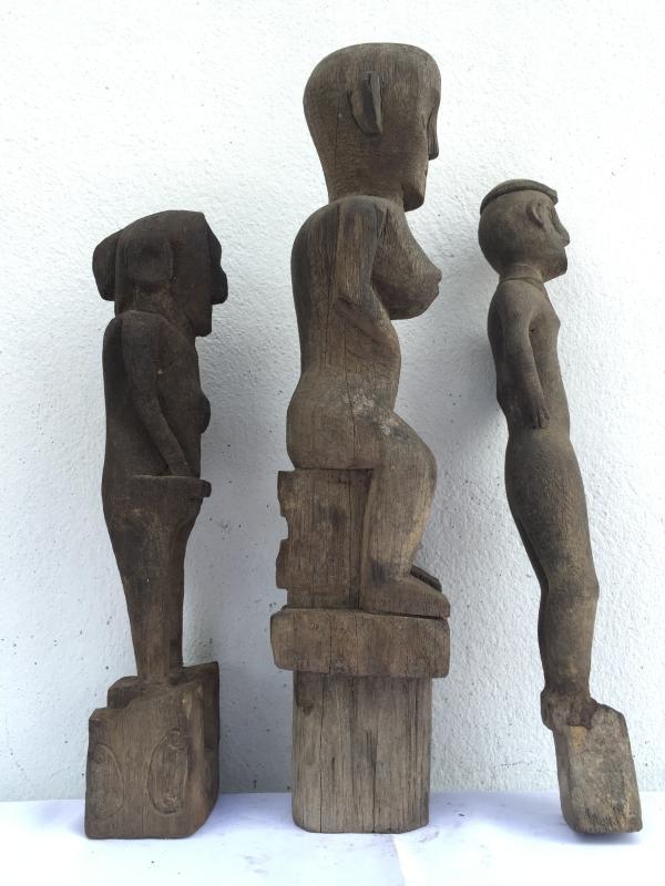 GRAVE & PADDY GUARDIAN STATUE 360-440mm ANTIQUE Authentic Dayak Tribal Figure