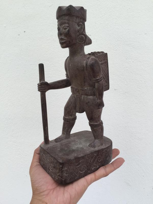 AUTHENTIC ANTIQUE Dayak Image Statue Sculpture Warrior Traditional Loincloth Hunter