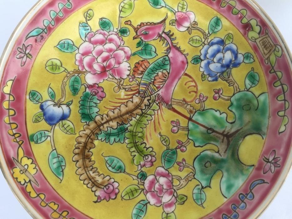 TALL TRAY (One Pair) Baba Nyonya Fruit/Food/Candy Tray Dining Deco Chinese Ceramic