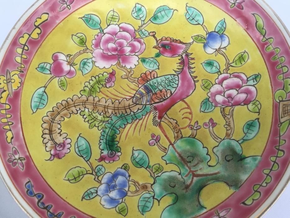 TALL TRAY (One Pair) Baba Nyonya Fruit/Food/Candy Tray Dining Deco Chinese Ceramic