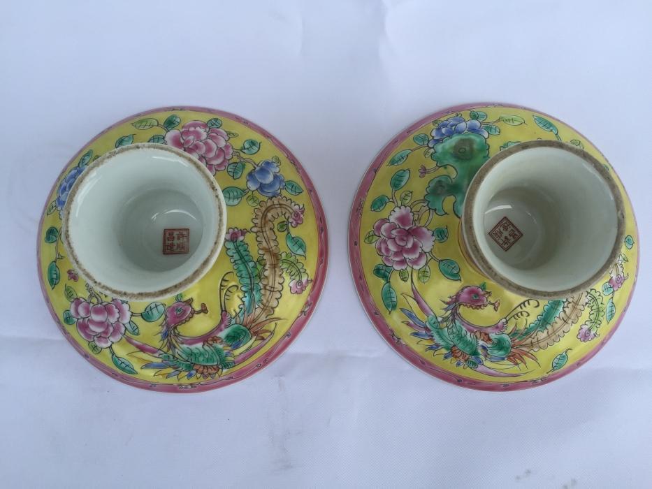 TALL TRAY (One Pair) Baba Nyonya Fruit/Food/Candy Tray Dining Deco Chinese Ceramic