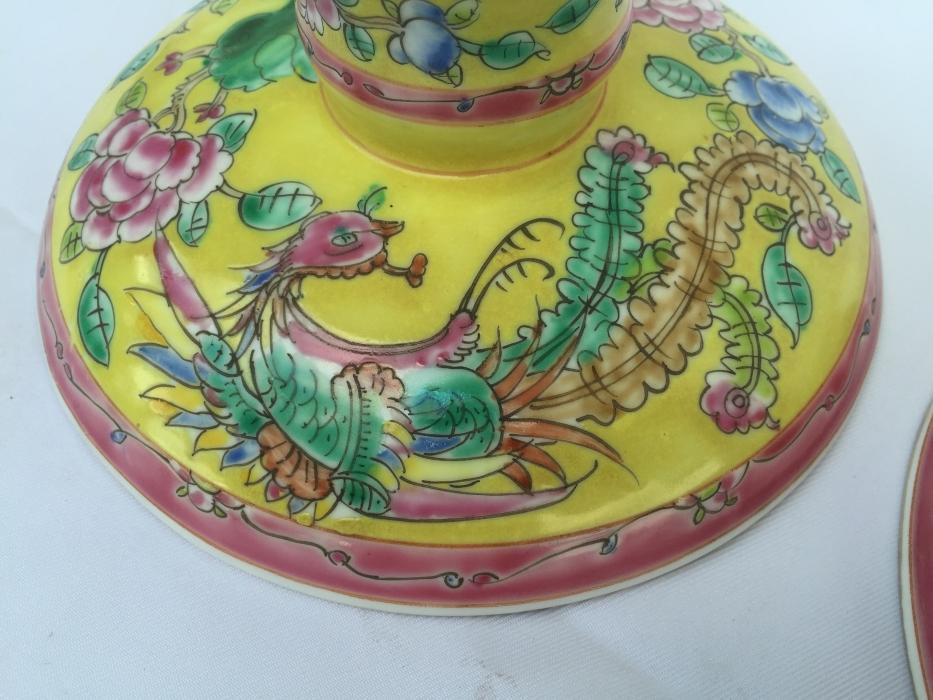 TALL TRAY (One Pair) Baba Nyonya Fruit/Food/Candy Tray Dining Deco Chinese Ceramic