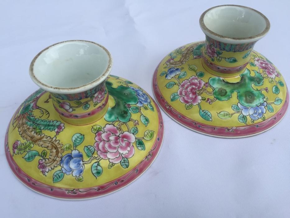 TALL TRAY (One Pair) Baba Nyonya Fruit/Food/Candy Tray Dining Deco Chinese Ceramic
