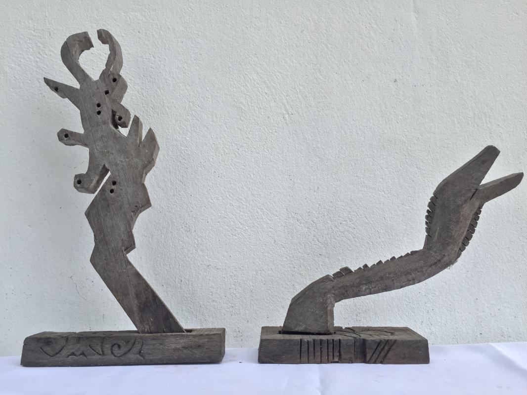 ANTIQUE SERPENT STATUE Figure Animal Sculpture Asian Home Bar Furniture Enhancer