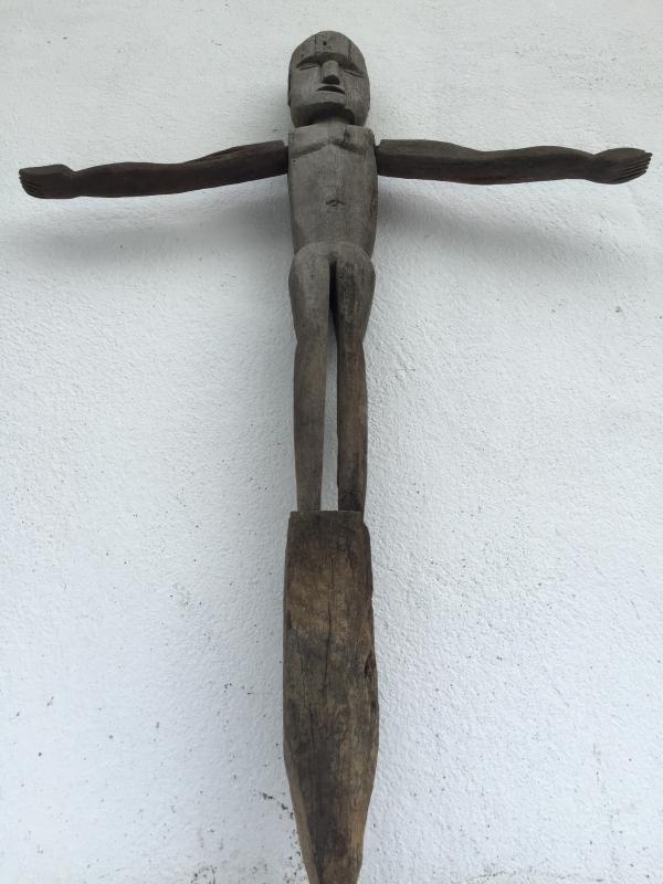 WEATHER ERODED STATUE 730mm Patung Police Dayak Dyak Primitive Figure AUTHENTIC