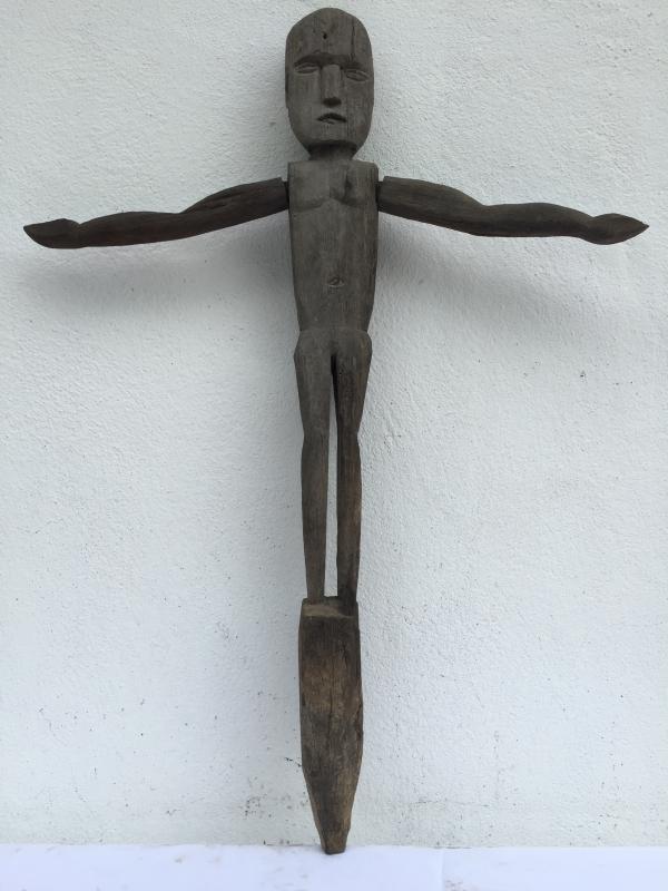 WEATHER ERODED STATUE 730mm Patung Police Dayak Dyak Primitive Figure AUTHENTIC