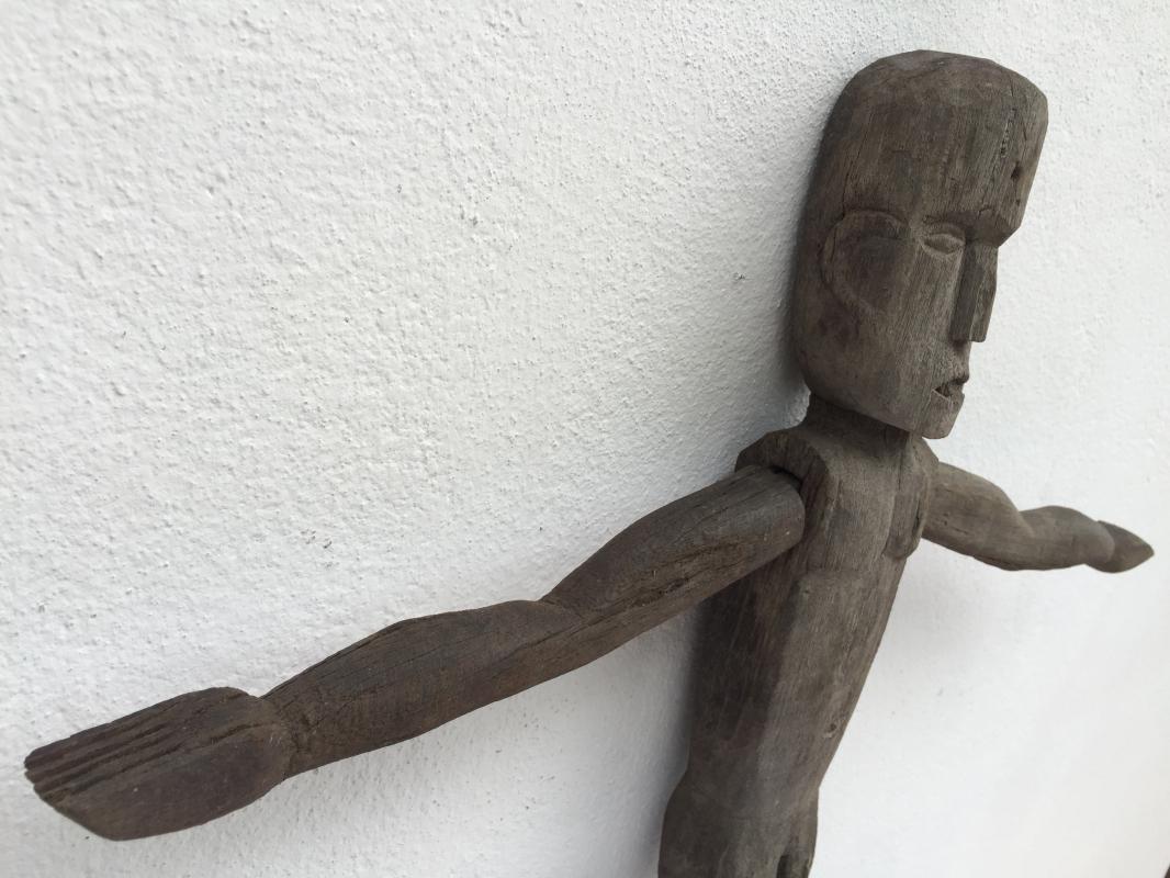 WEATHER ERODED STATUE 730mm Patung Police Dayak Dyak Primitive Figure AUTHENTIC