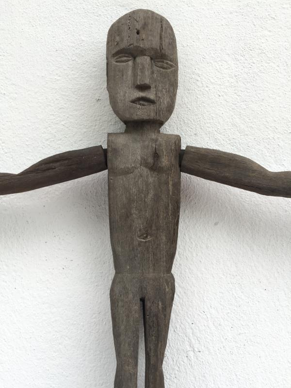 WEATHER ERODED STATUE 730mm Patung Police Dayak Dyak Primitive Figure AUTHENTIC