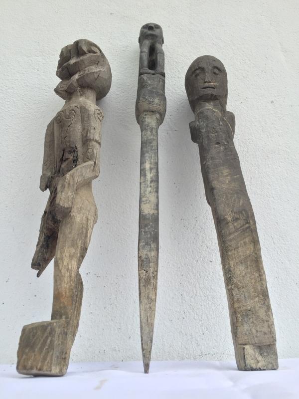 JUNGLE GUARDIAN POLE & ERODED STATUE Authentic Dayak Primitive Figure Borneo