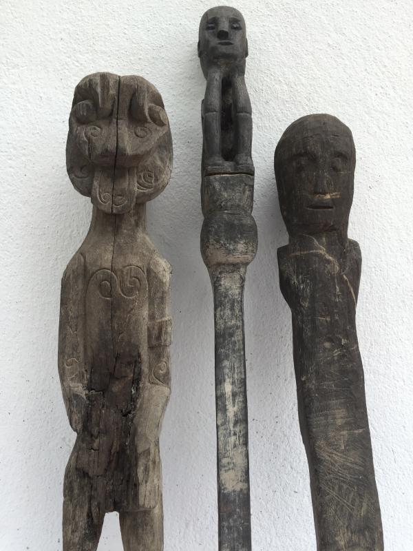 JUNGLE GUARDIAN POLE & ERODED STATUE Authentic Dayak Primitive Figure Borneo