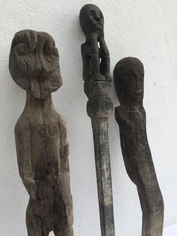 JUNGLE GUARDIAN POLE & ERODED STATUE Authentic Dayak Primitive Figure Borneo
