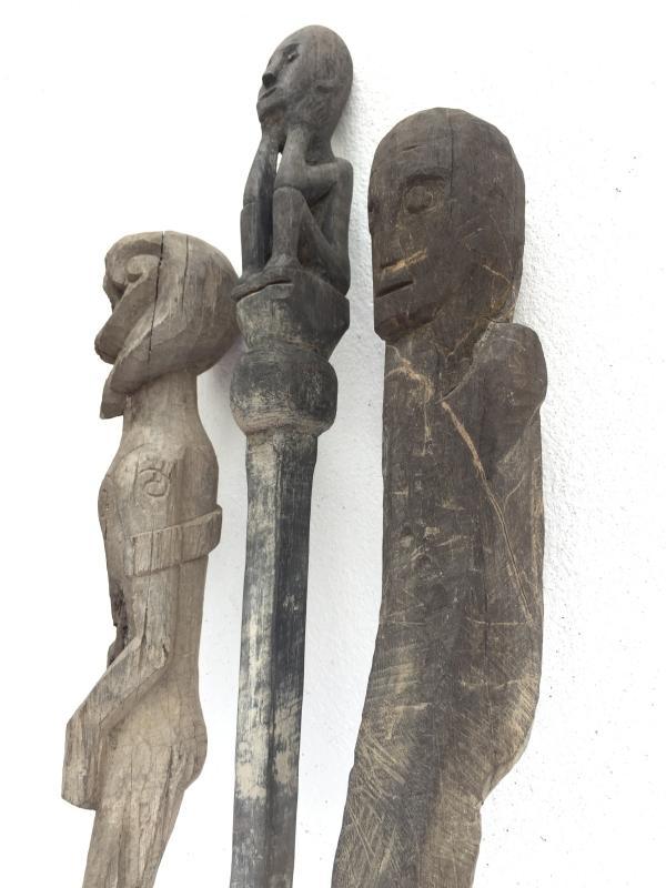 JUNGLE GUARDIAN POLE & ERODED STATUE Authentic Dayak Primitive Figure Borneo