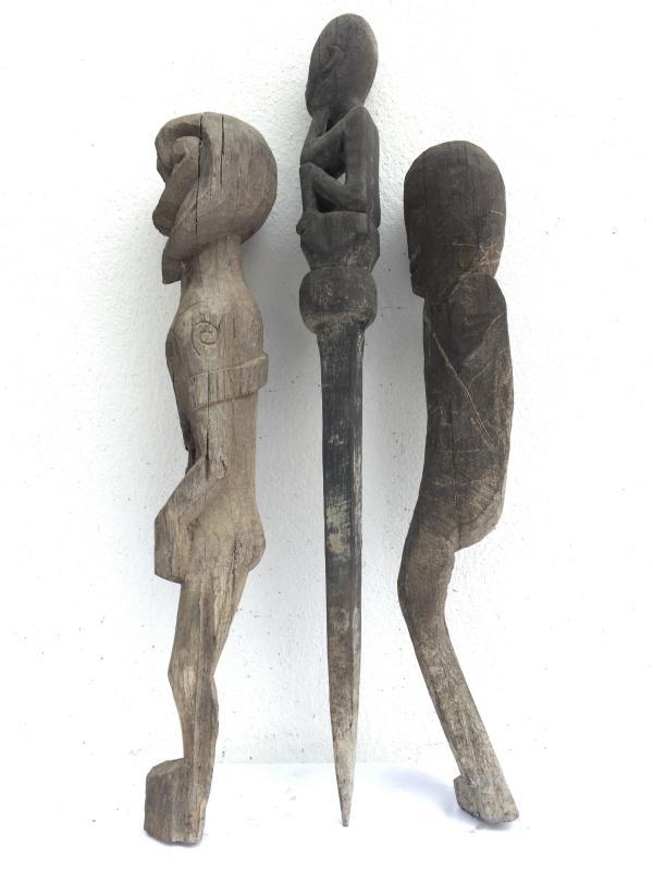 JUNGLE GUARDIAN POLE & ERODED STATUE Authentic Dayak Primitive Figure Borneo