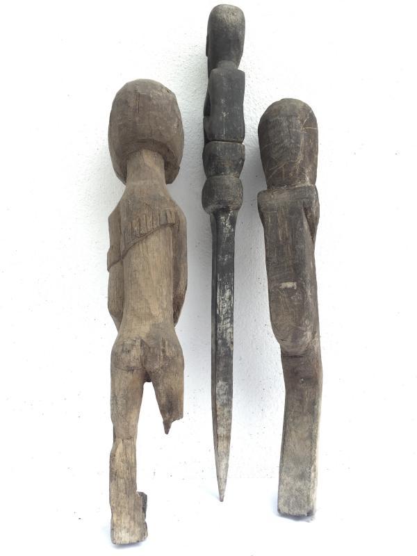JUNGLE GUARDIAN POLE & ERODED STATUE Authentic Dayak Primitive Figure Borneo
