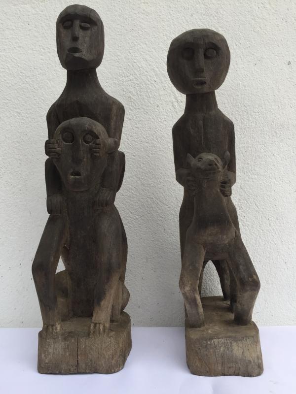 HORSE & MAN IRONWOOD 450mm PATUNG Authentic Dayak Statue Primitive Figure Borneo