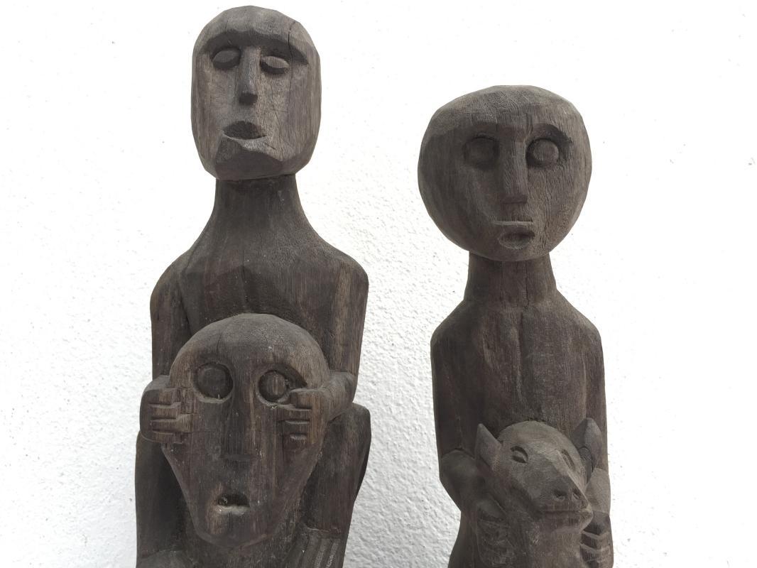 HORSE & MAN IRONWOOD 450mm PATUNG Authentic Dayak Statue Primitive Figure Borneo
