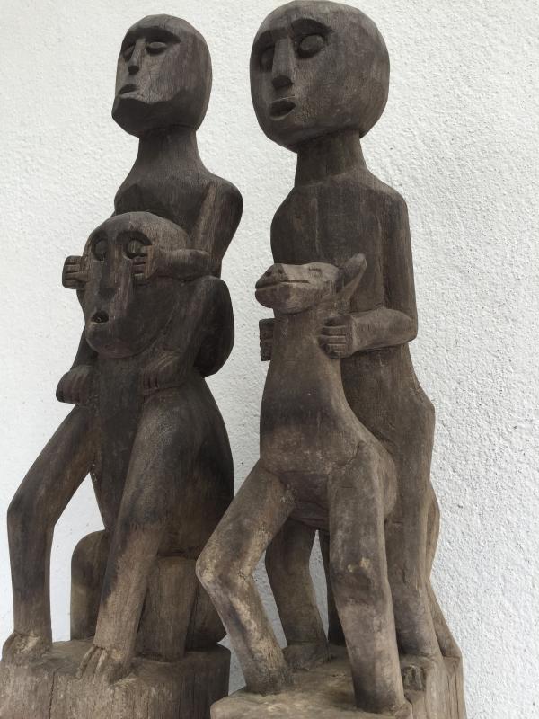 HORSE & MAN IRONWOOD 450mm PATUNG Authentic Dayak Statue Primitive Figure Borneo