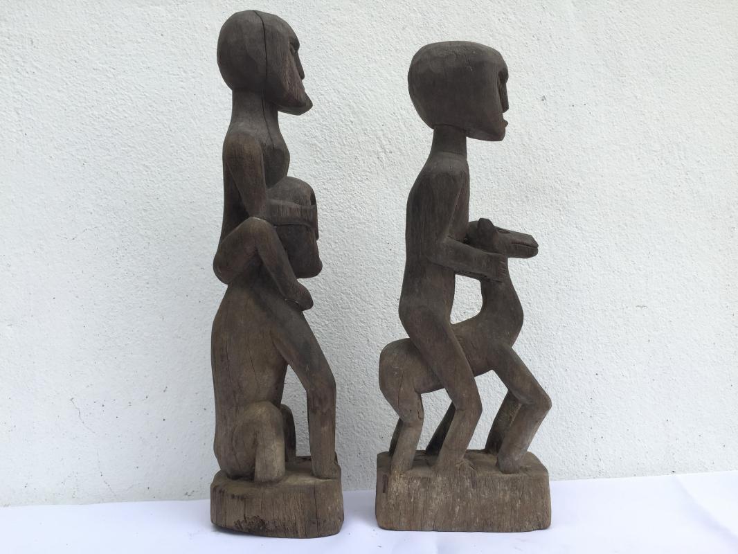 HORSE & MAN IRONWOOD 450mm PATUNG Authentic Dayak Statue Primitive Figure Borneo