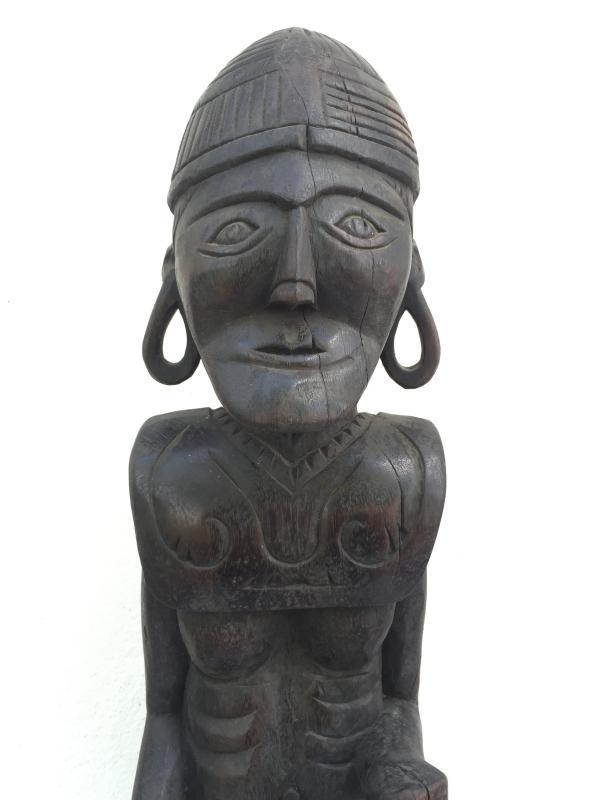 GIANT STATUE 930mm DAYAK WARRIOR Sculpture Artifact Image Icon Borneo Headhunter