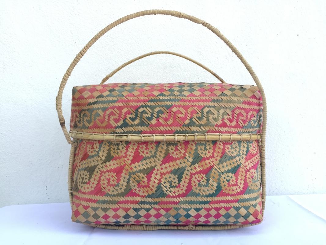 TRADITIONAL DAYAK HANDBAG BAG Weaving Woven Weave From Natural Rattan TREE SKIN