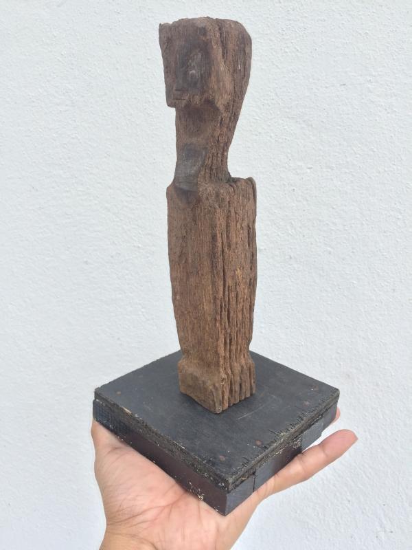 ANTIQUE ERODED STATUE Ancestral Guardian Pole Image Icon Sculpture Borneo #8
