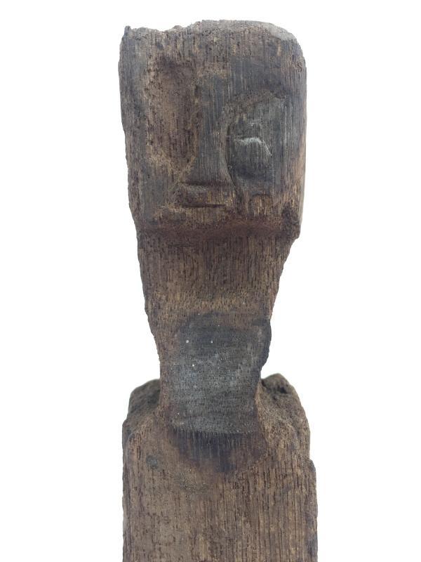 ANTIQUE ERODED STATUE Ancestral Guardian Pole Image Icon Sculpture Borneo #8