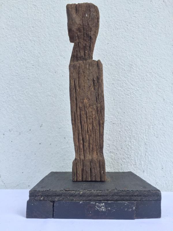 ANTIQUE ERODED STATUE Ancestral Guardian Pole Image Icon Sculpture Borneo #8