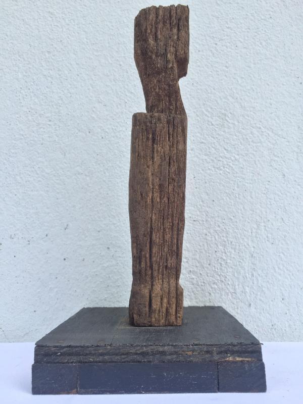 ANTIQUE ERODED STATUE Ancestral Guardian Pole Image Icon Sculpture Borneo #8