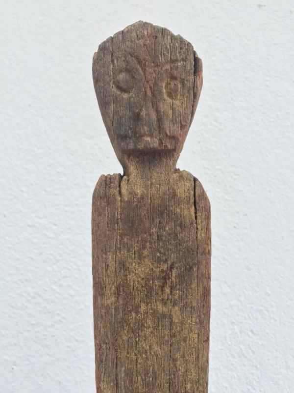 WEATHERED GUARDIAN STATUE Ancestral Eroded Pole Figure Image Icon Hardwood #13