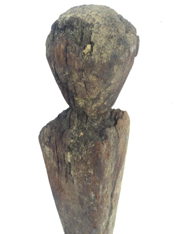 WEATHERED GUARDIAN STATUE Ancestral Eroded Pole Figure Image Icon Hardwood #13