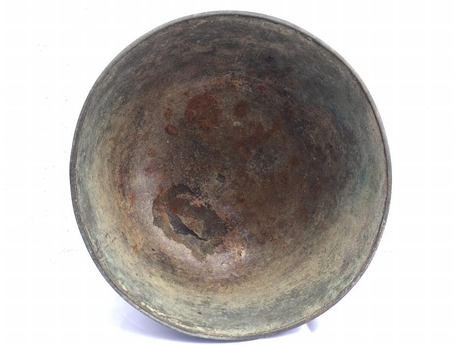 ANTIQUE BRASS BOWL 255mm Xxxl Cup Sulang Vintage Hand-forged Asian Pedestal