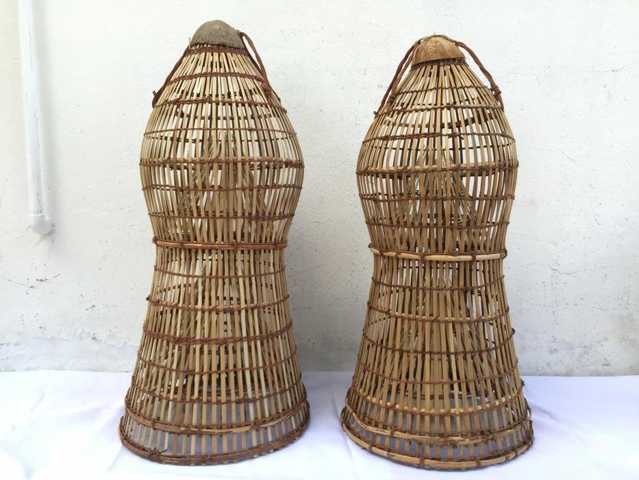TRADITIONAL FISH TRAP 770mm (One Pair) Bubu Lantai Rattan Lure Bait Trap Outdoor Fishing